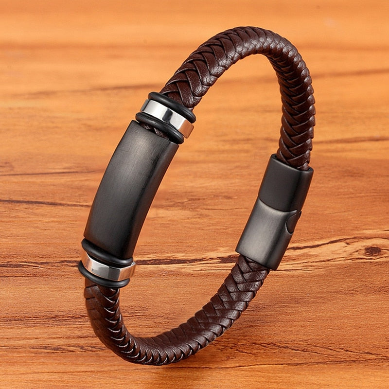 Fashion Edelstahl Char, Magnet Armband Leder für Männer