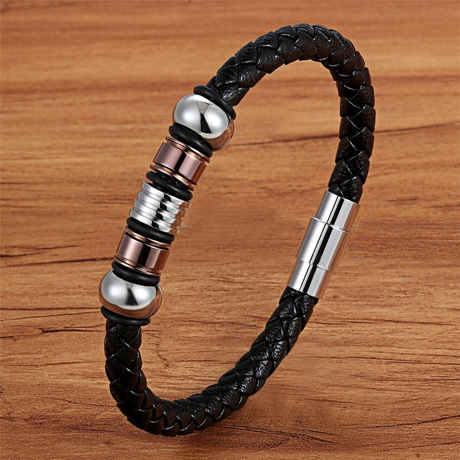 Fashion Edelstahl Char, Magnet Armband Leder für Männer