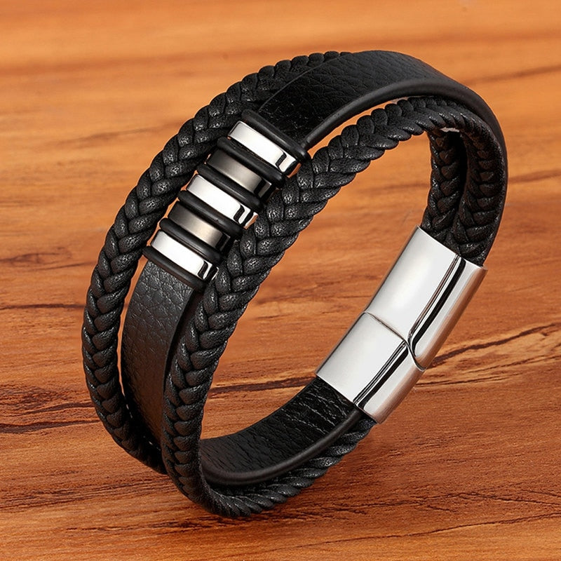 Fashion Edelstahl Char, Magnet Armband Leder für Männer