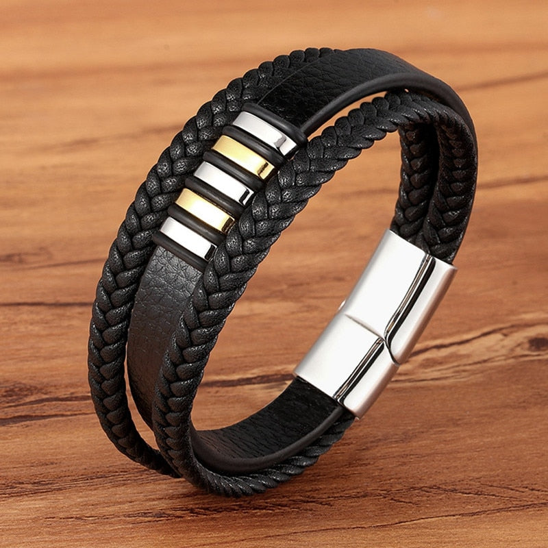 Fashion Edelstahl Char, Magnet Armband Leder für Männer