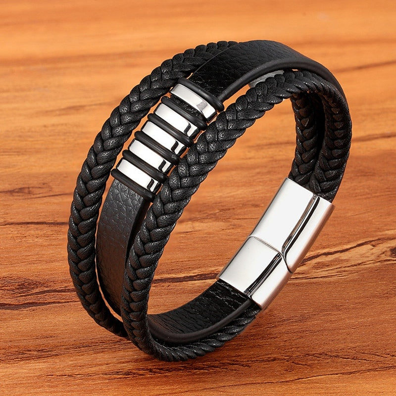 Fashion Edelstahl Char, Magnet Armband Leder für Männer