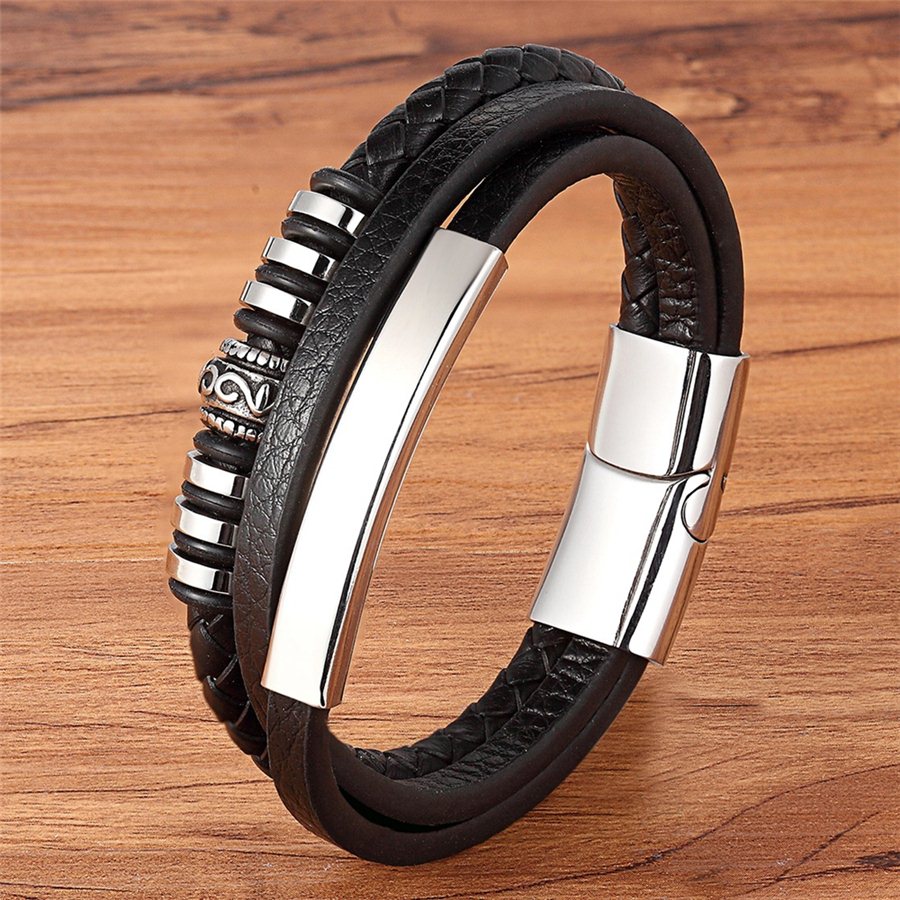 Fashion Edelstahl Char, Magnet Armband Leder für Männer