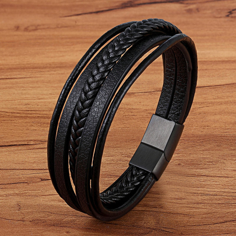 Fashion Edelstahl Char, Magnet Armband Leder für Männer