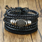 4Stk/ Set geflochtenes Wickelleder, Armbänder für Männer