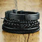 4Stk/ Set geflochtenes Wickelleder, Armbänder für Männer