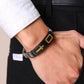 Silber Kreuz Armband Schwarz Leder, Edelstahl Graviert