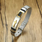 Silber Kreuz Armband Schwarz Leder, Edelstahl Graviert