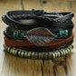4Stk/ Set geflochtenes Wickelleder, Armbänder für Männer