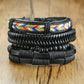 4Stk/ Set geflochtenes Wickelleder, Armbänder für Männer